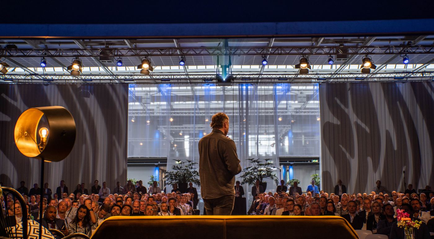 Backlit silhouette on a wide stage